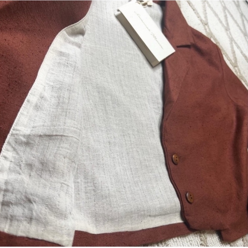 NWT Revolve x Savannah Morrow Jada Cropped Blazer Jacket In Mahogany - Picture 8 of 11